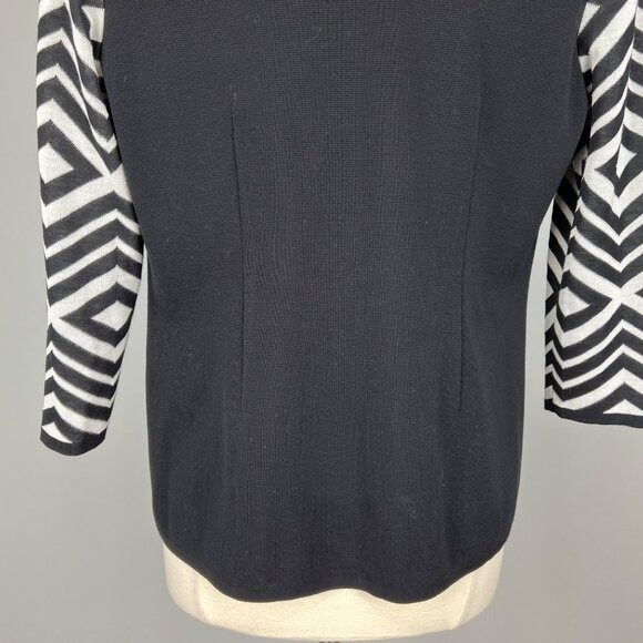 Misook Womens Black White Geometric Pattern Open Cardigan Sweater size Small - Picture 8 of 11